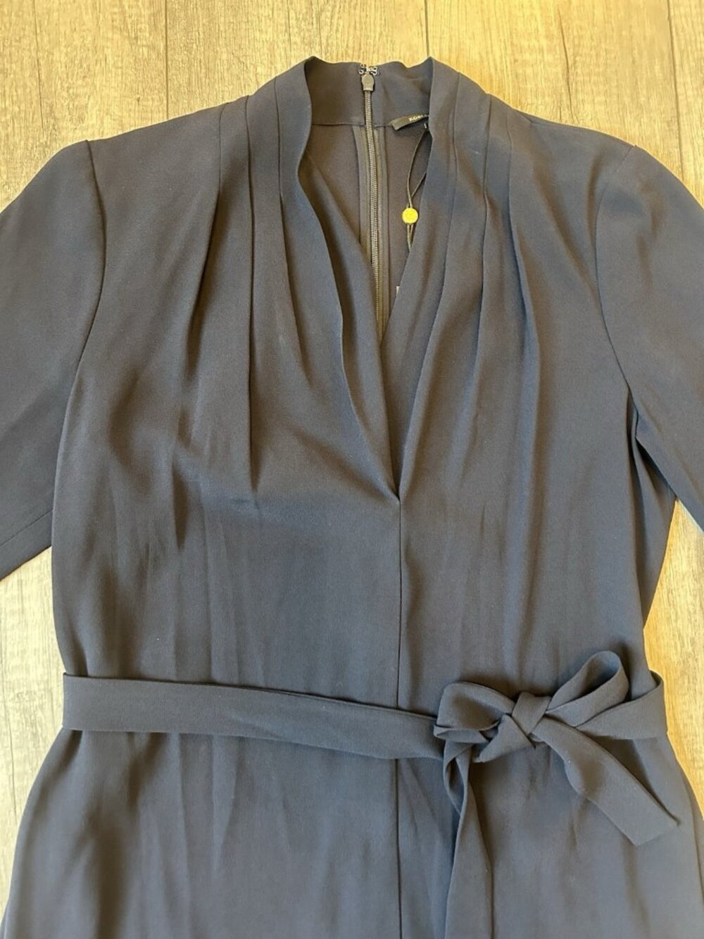 Kobi Halperin Charlee Dress M Navy Blue Long Sleeve Belted NWT $398 Pockets Zip - Picture 4 of 16